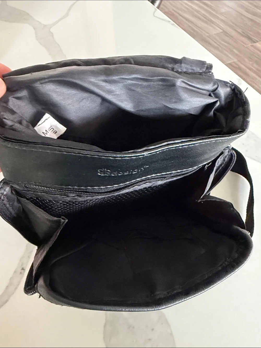 Vintage DB Design Crossbody Bag Black Leather Purse for Men or Women. Travel